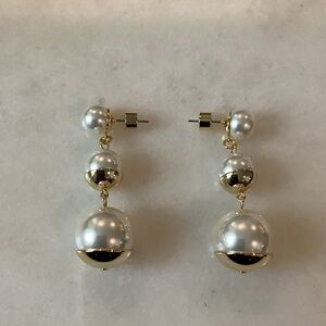 14KT Gold Plated and FRESHWATER Pearl Dangle Earrings, Brand New